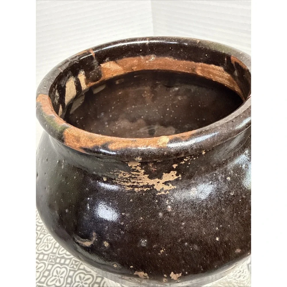 ANTQ.Chinese Stoneware Brown Glazed Pottery Storage Jar Similar To Soy Sauce Jug